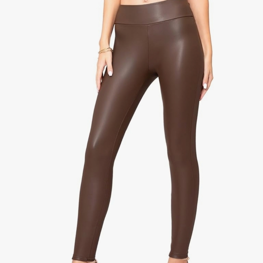 Faux leather leggings.